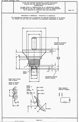 Mesure E27-7006-21-5 pour la protection de essai contre des dommages d'Ampoule-cou et pour la Contact-fabrication de essai dans des douilles de lampe