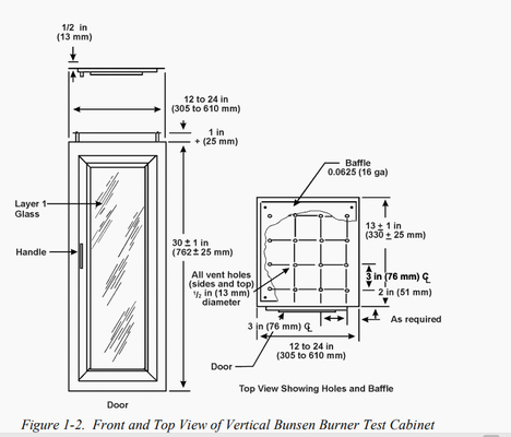 Essai FAA-vertical de bec Bunsen pour la chambre d'essai d'inflammabilité de matériaux de soute de cabine et
